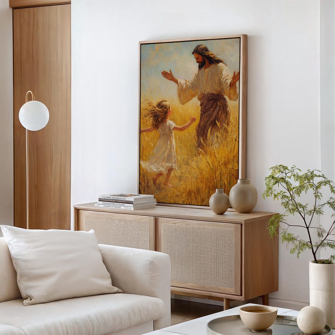 Jesus Welcoming a Little Girl With Open Arms in a Wheat Field Poster - Image 6
