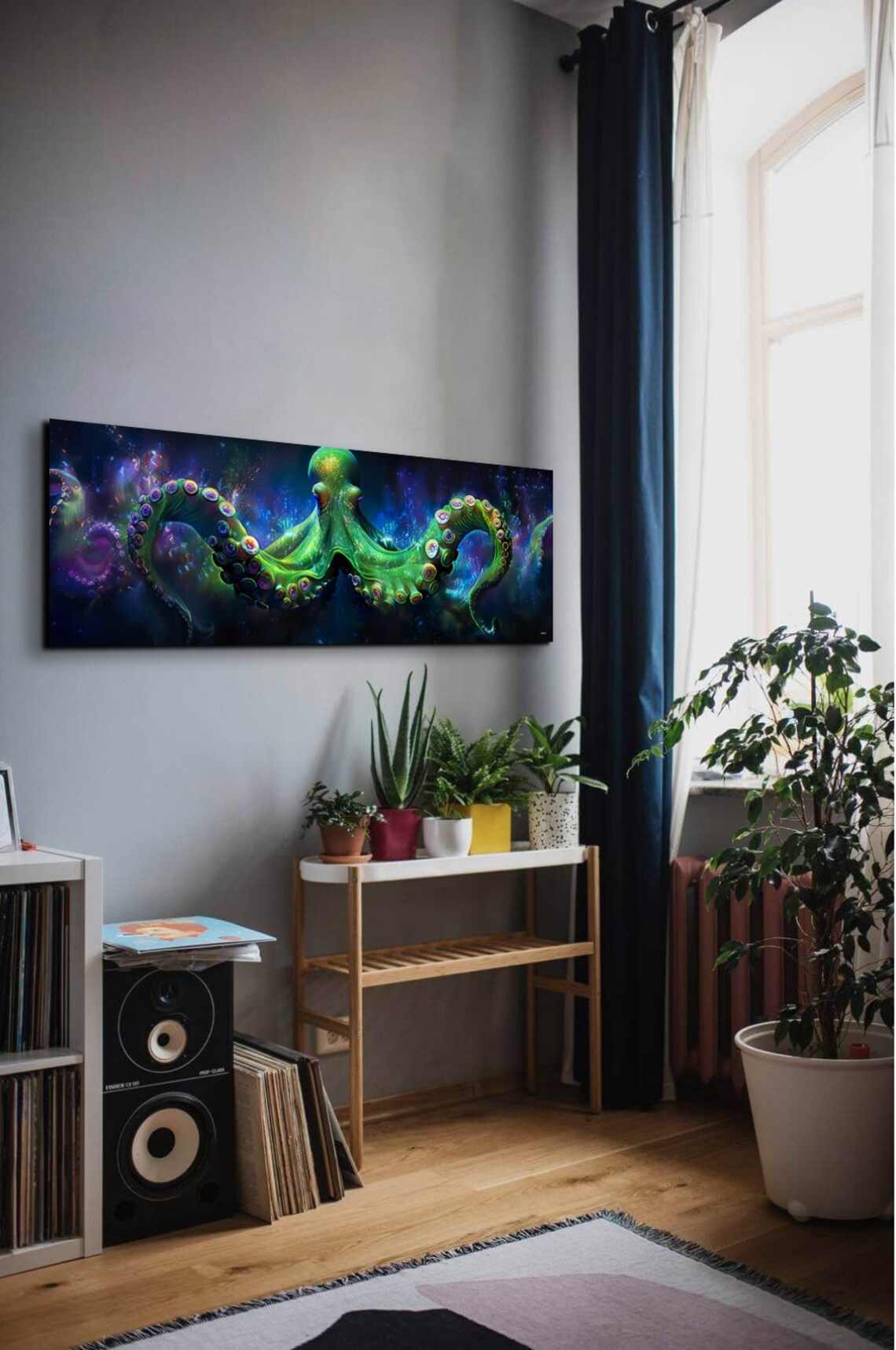 Luminescent Octopus Art Print, Contemporary Sea Life - Image 3