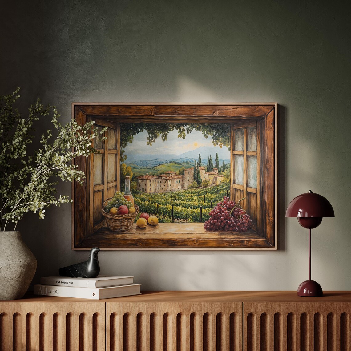Tuscany Vineyard Window View Rustic Italian Countryside Art Poster - Image 3