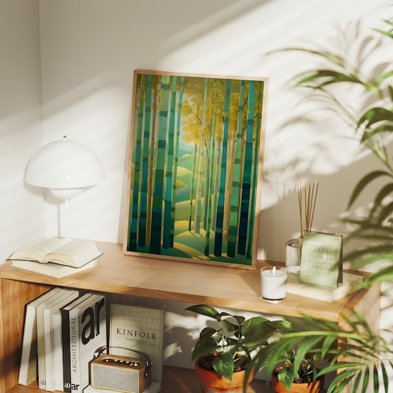 Serene Bamboo Forest Wall Art Tranquil Green Landscape Canvas Asian Inspired Nature Painting Peaceful Zen Home Decor