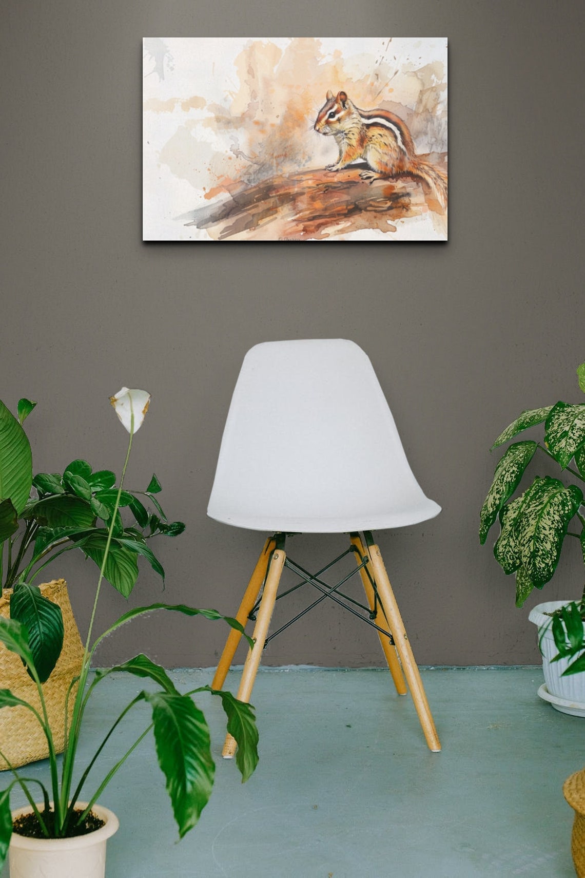 Watercolor Chipmunk on Log Autumn Woodland Animal Art Poster - Image 4