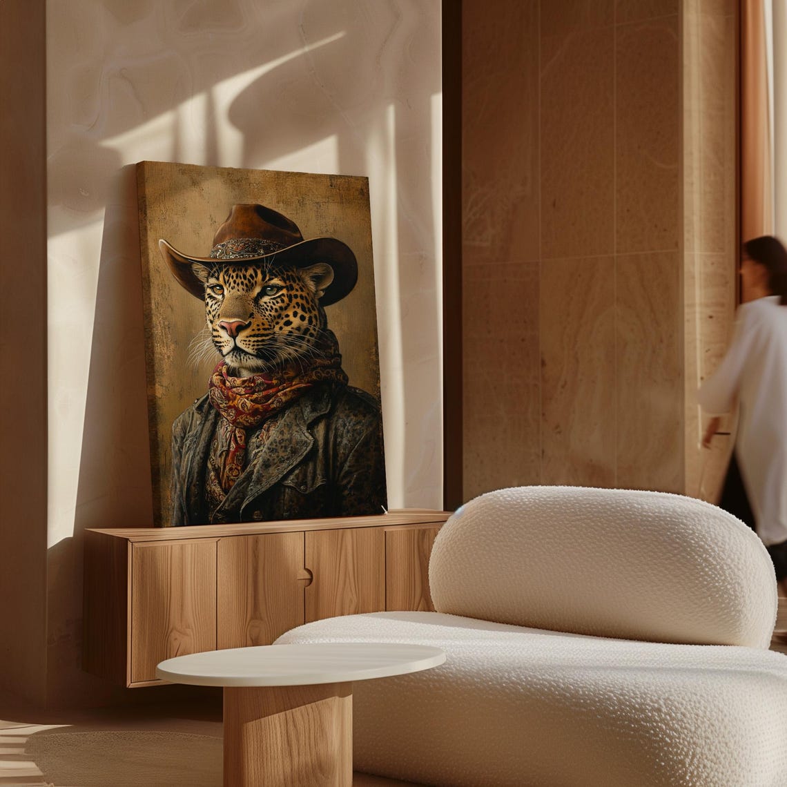 Leopard Cowboy Portrait Western Hat Bandana Rustic Animal Poster - Image 5