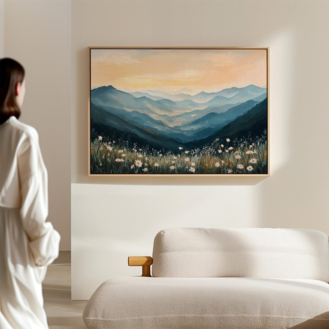 Blue Mountain Valley at Golden Sunrise Wildflower Meadow Poster - Image 6