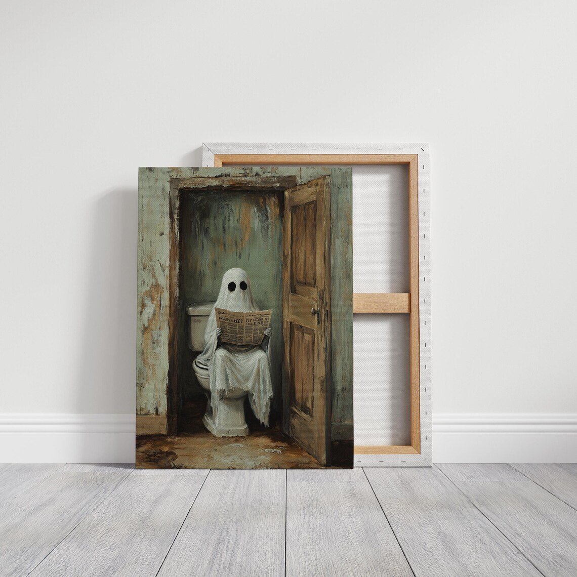 Quirky Ghost Bathroom Art, Vintage Inspired - Image 3