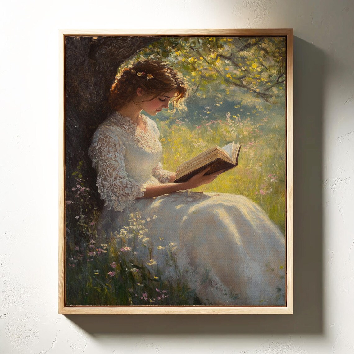 Elegant Woman Reading, Romantic Oil Painting Art Print - Image 3