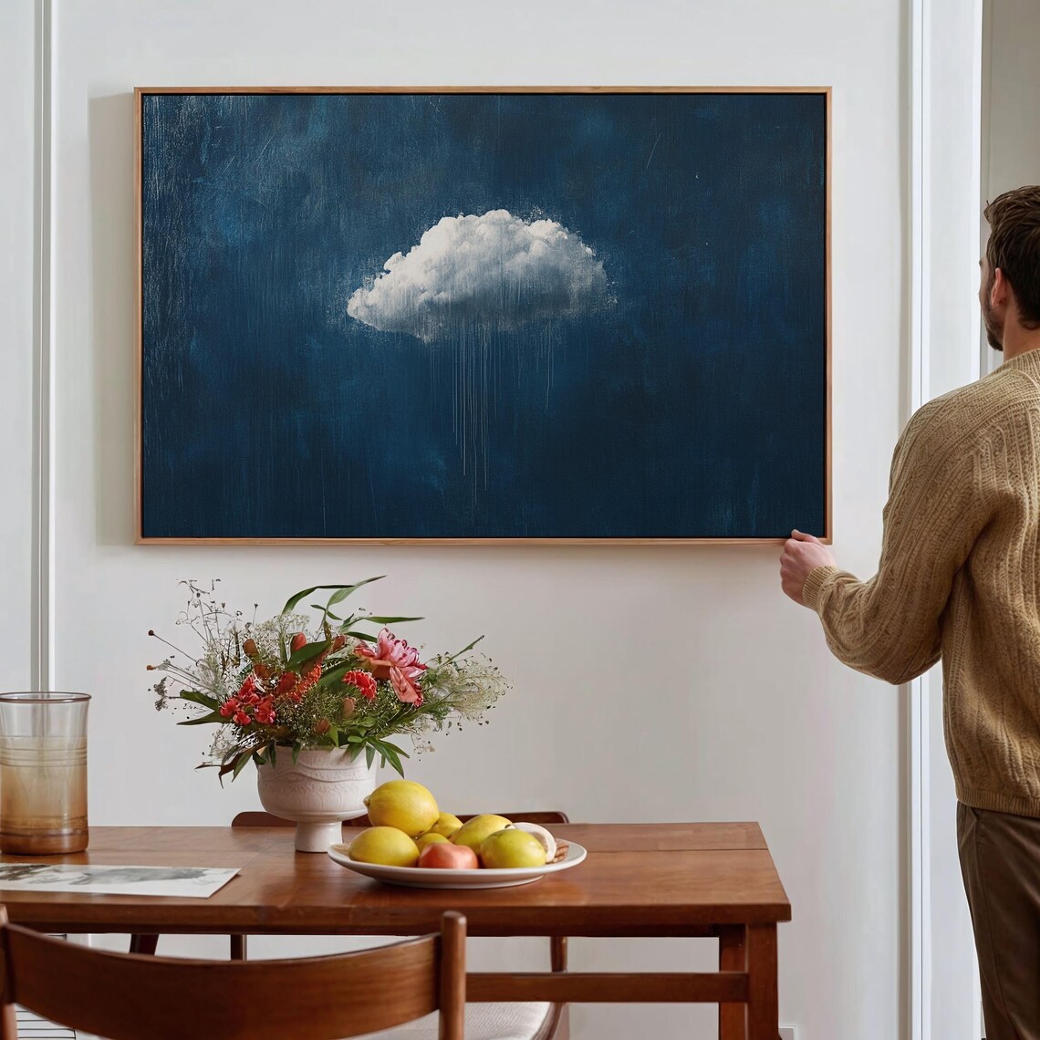 Minimalist Cloud Art Print, Abstract Blue Sky - Image 4