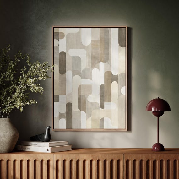 Neutral Geometric Canvas Modern Minimal Abstract Wall Art