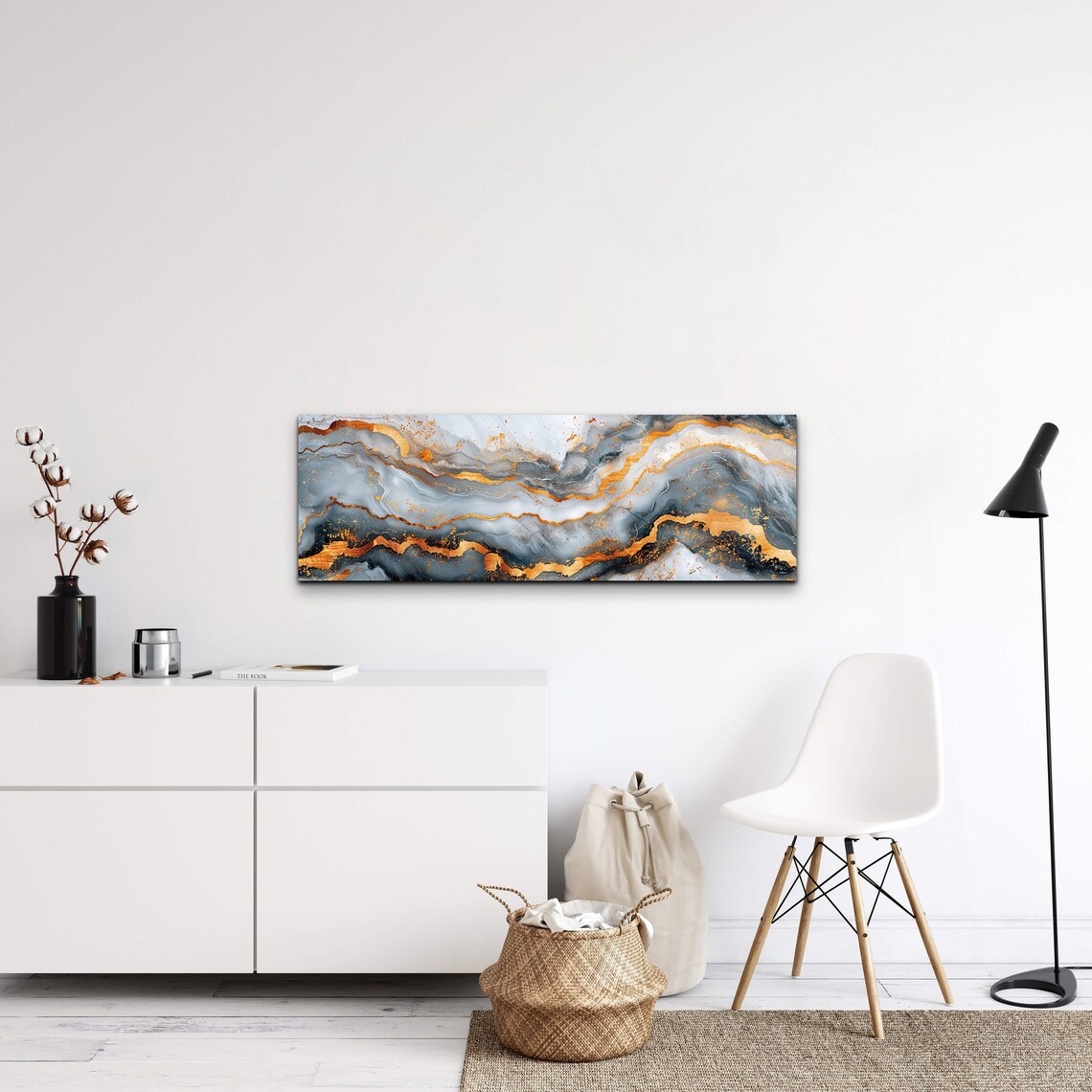 Gray And Gold Marble Abstract Modern Art - Image 3