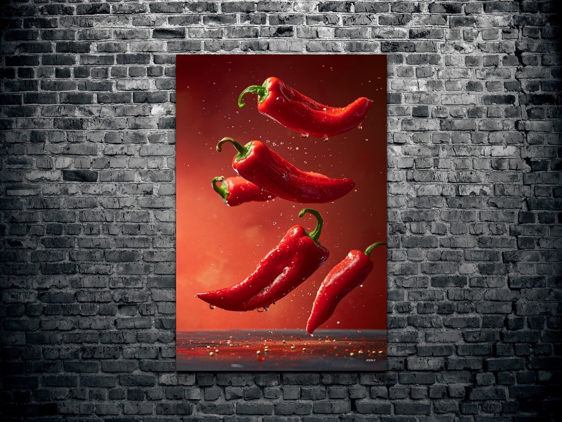 Red Chili Peppers, Kitchen Decor Art Print - Image 2