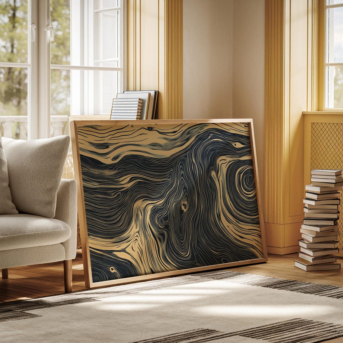 Black Gold Marble Woodgrain Abstract Swirl Luxury Art Poster - Image 5