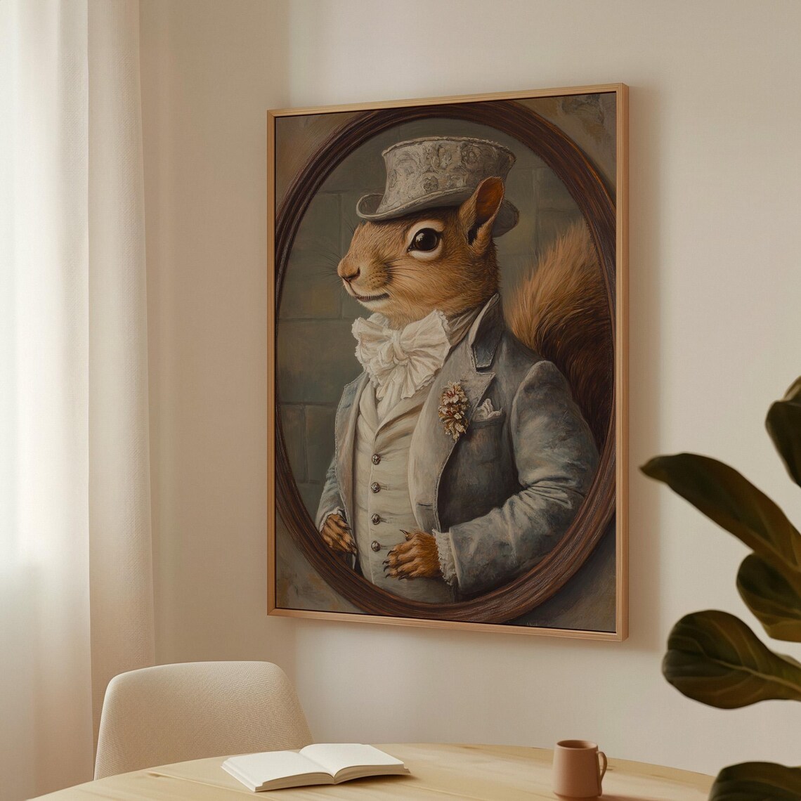 Gentleman Squirrel Portrait Tailcoat Top Hat Whimsical Victorian Animal Poster - Image 3