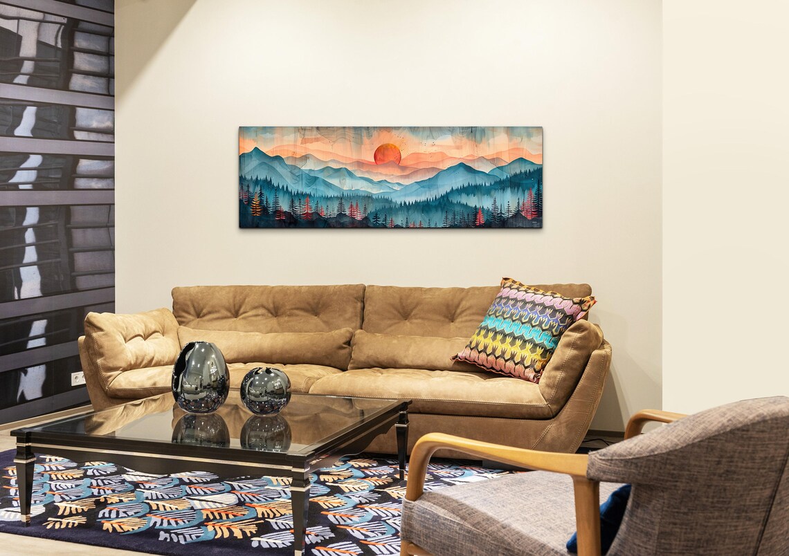 Rocky Mountain Mid-Century Modern Panoramic Art Print - Image 5