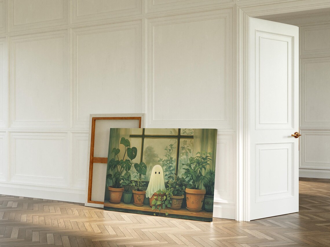 Whimsical Ghost and Houseplants, Cozy Decor Art Print - Image 2