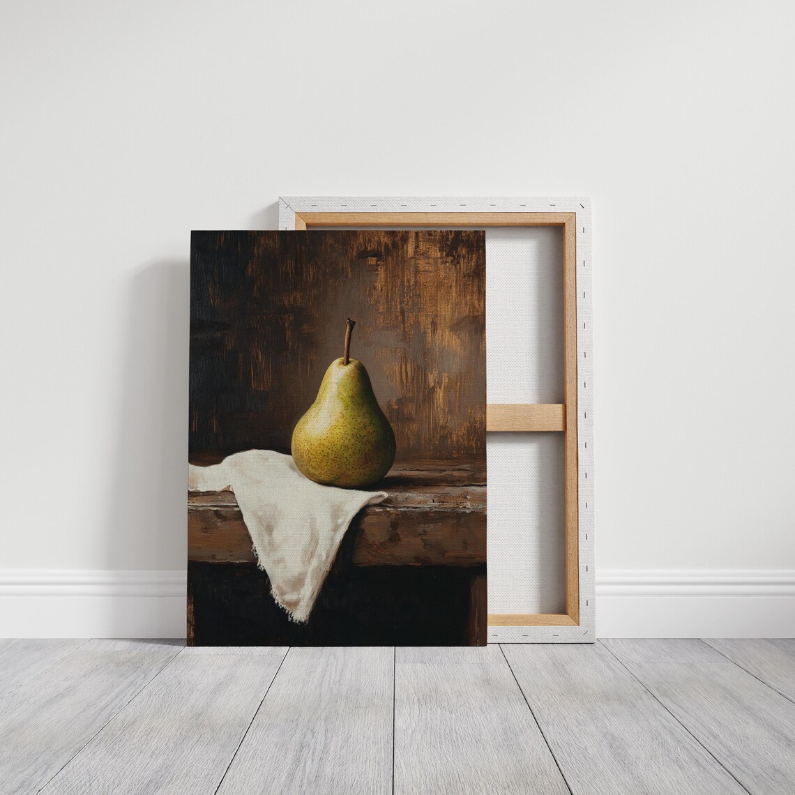 Vintage Pear Still Life Rustic Kitchen Wall Art Classic Fruit Painting Dark Academia Decor Elegant Farmhouse Artwork - Image 4