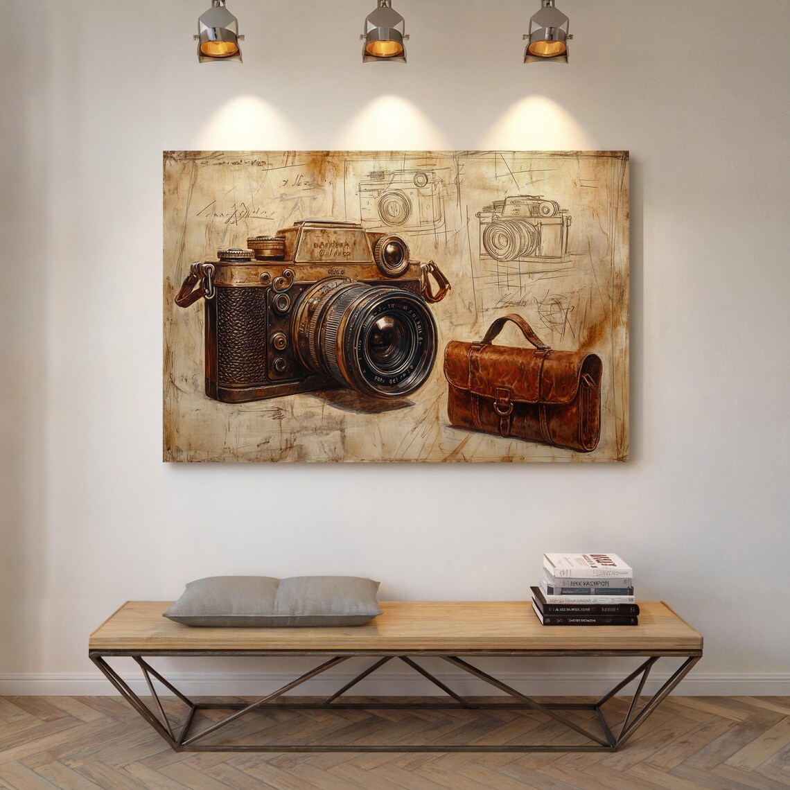 Rustic Vintage Camera And Leather Bag Art Print - Image 5