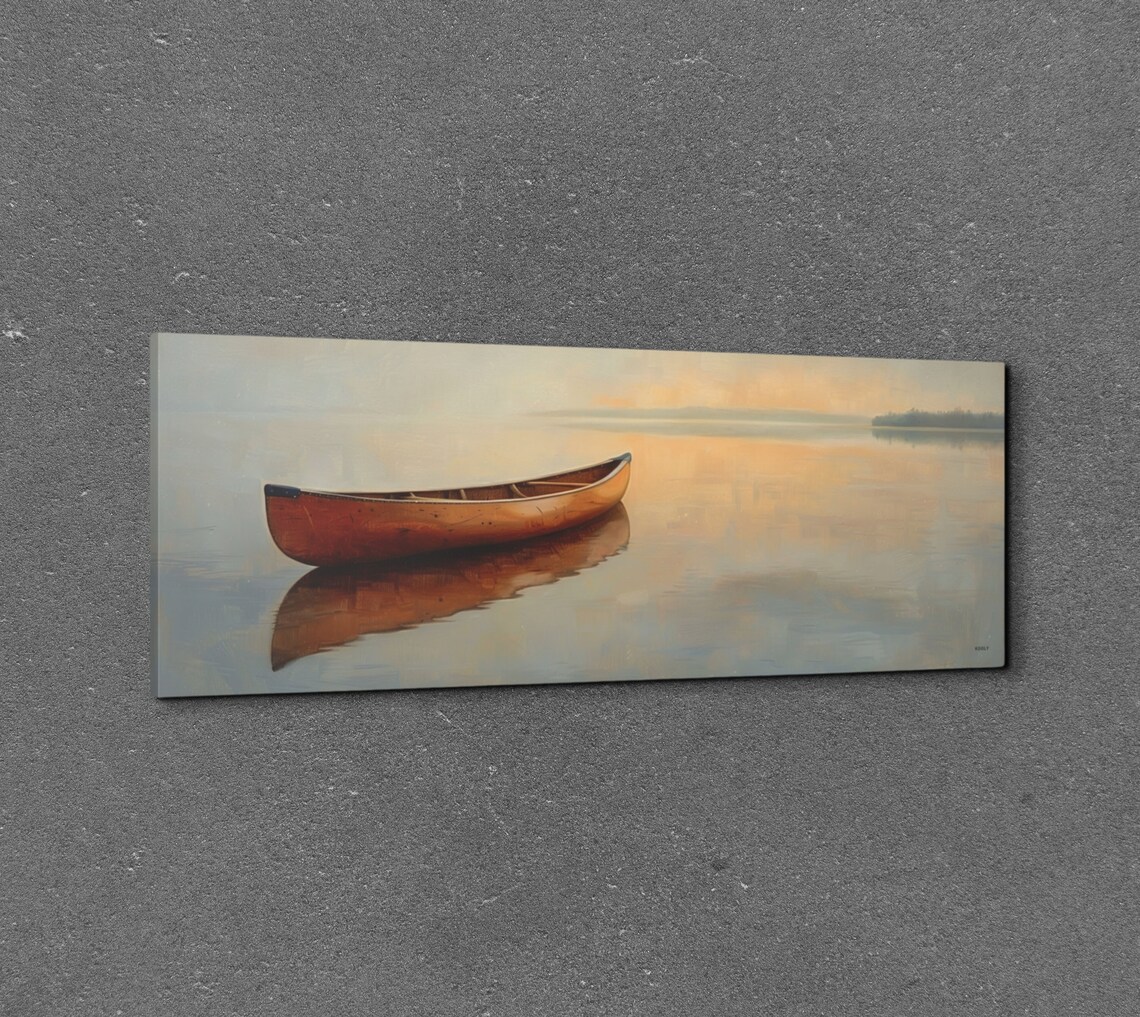 Lone Canoe Rustic Cottage Cabin Art Print - Image 6