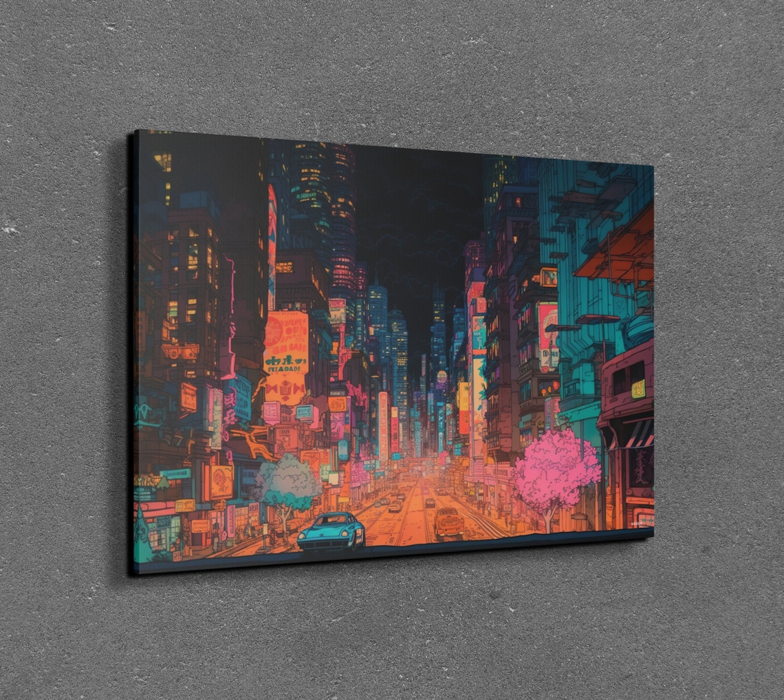 Downtown Tokyo Anime Travel Poster, Lofi Aesthetic