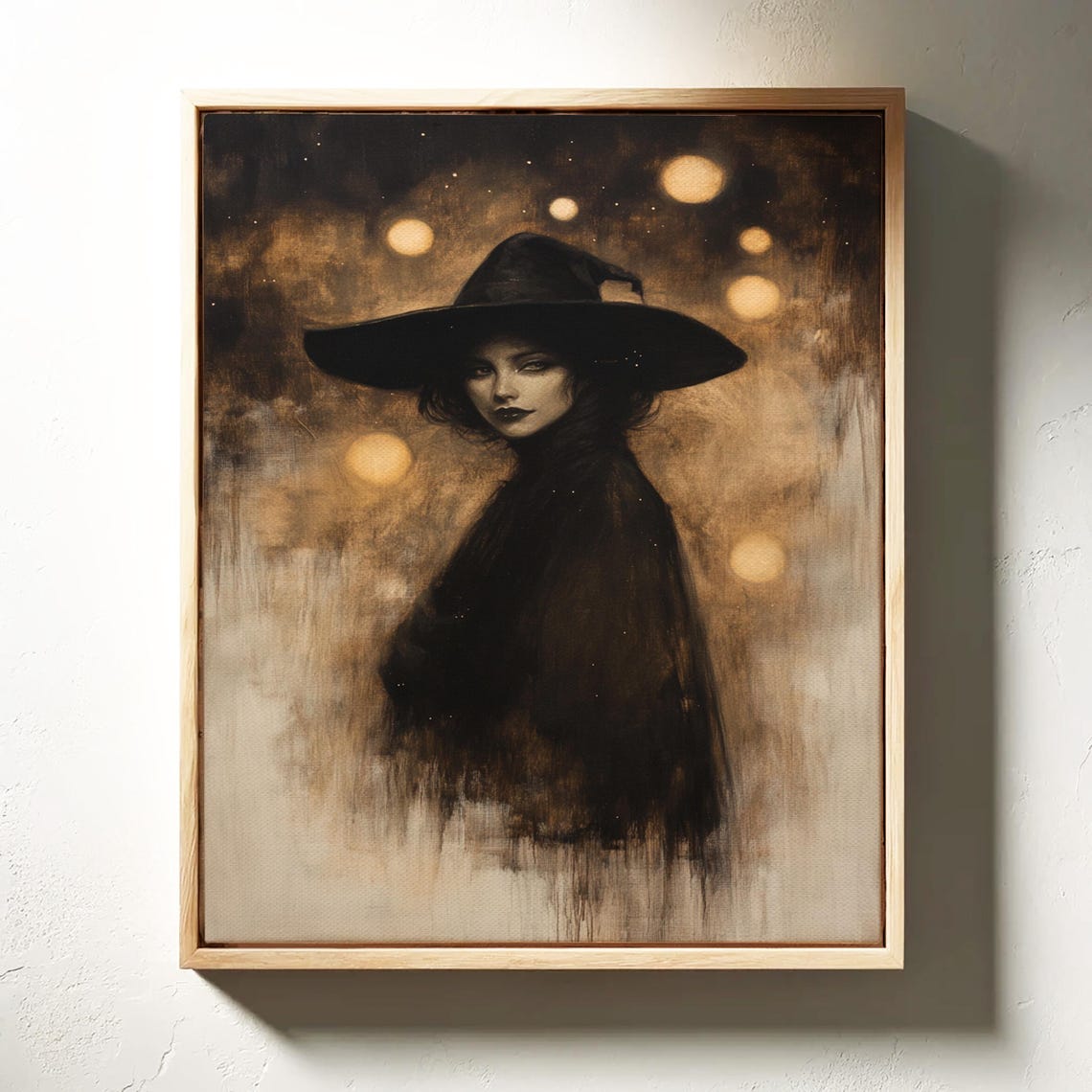 Ethereal Witch In Black Hat Golden Orbs Mystical Halloween Poster - Image 6