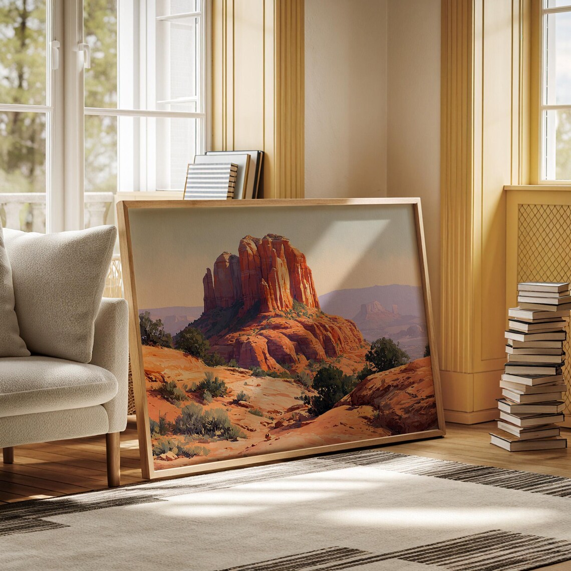 Iconic Cathedral Rock Sedona Red Butte Desert Painting Poster