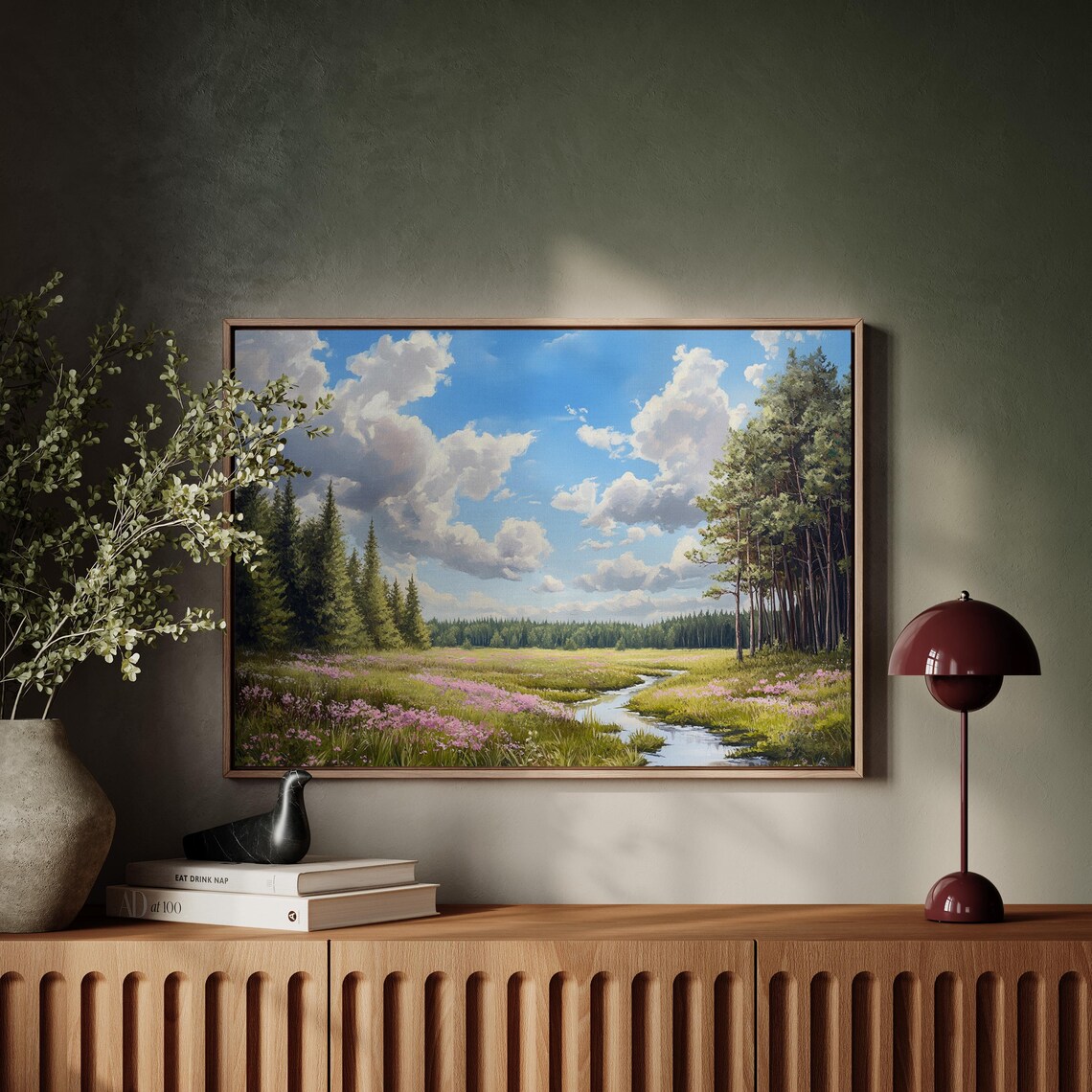 Sunny Forest Meadow Stream, Peaceful Nature Landscape - Image 4