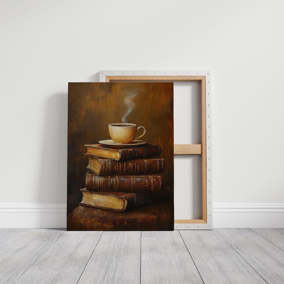 Cozy Coffee Cup On Vintage Books Warm Tones Rustic Still Life Poster - Image 3