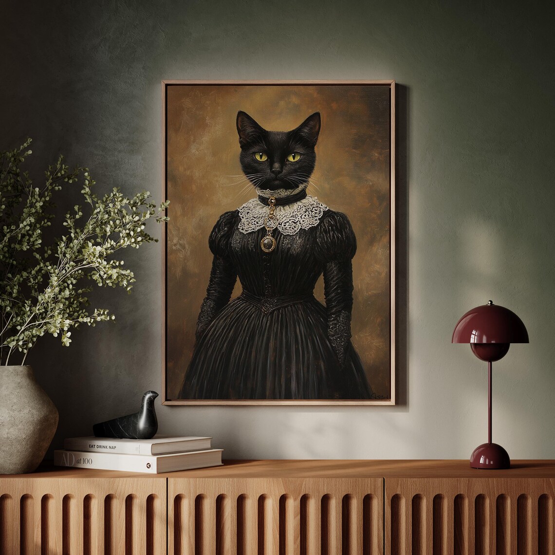 Black Cat Duchess Lace Collar Cameo Pendant Victorian Gothic Portrait Poster - Image 4