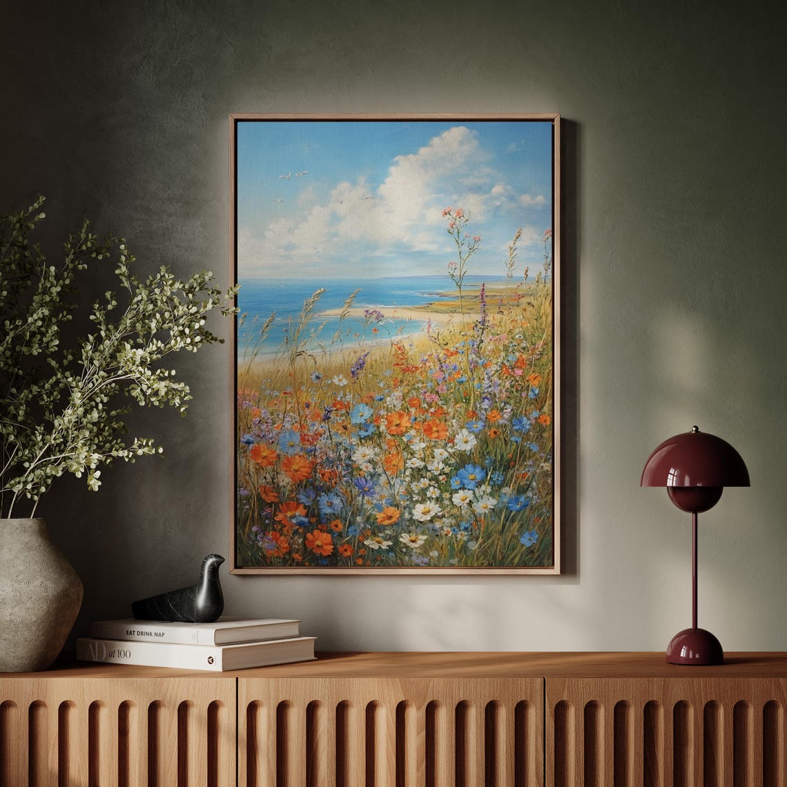 Coastal Wildflower Meadow By The Sea Beach Bloom Landscape Art Poster - Image 7