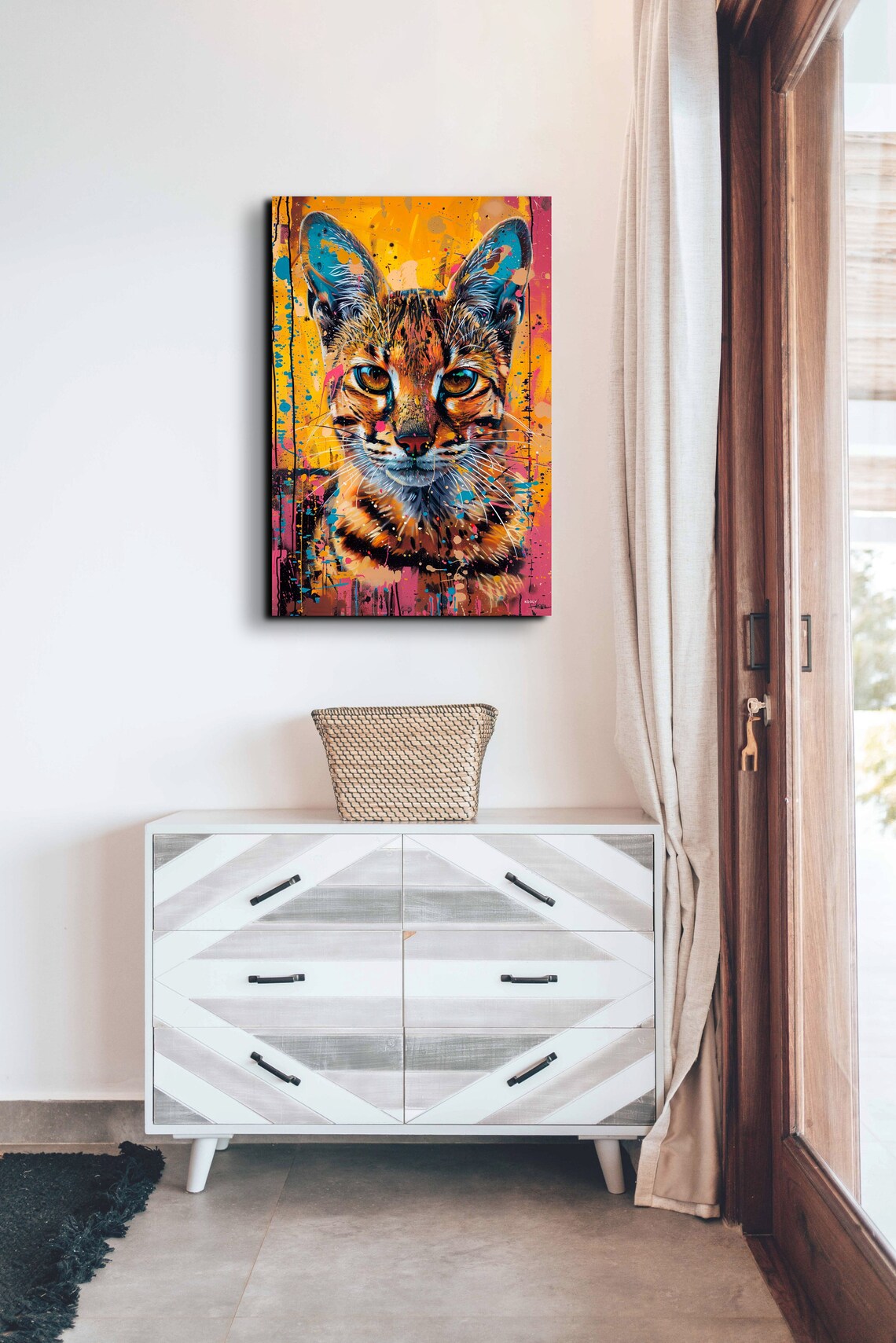 Cat Portrait Pop Art Paint Splatter Colorful Modern Pet Poster - Image 3