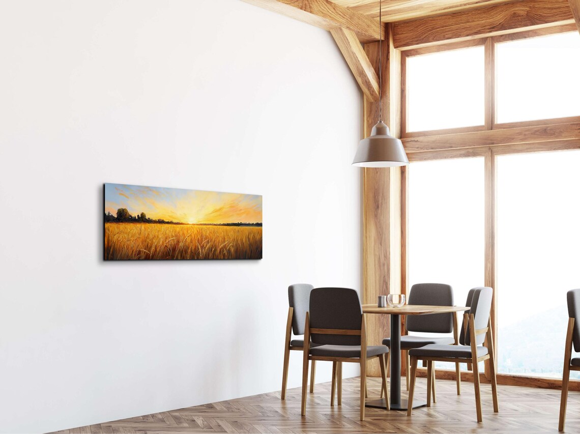 Serene Wheat Landscape, Panoramic Art Print - Image 6
