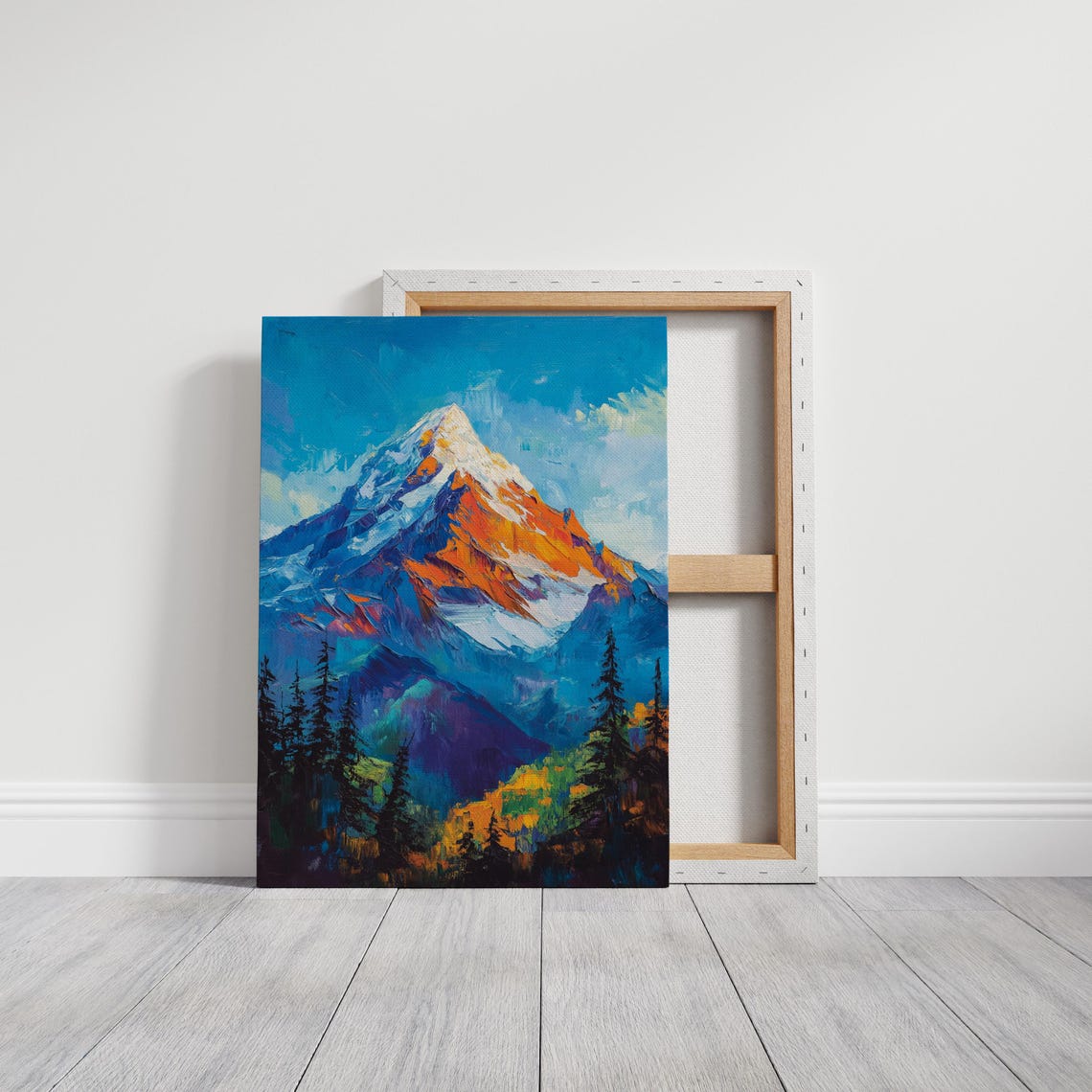 Bold Abstract Mountain Wall Art Vibrant Snowy Peak Landscape Nature Inspired Home Or Office Decor Modern Artwork - Image 3