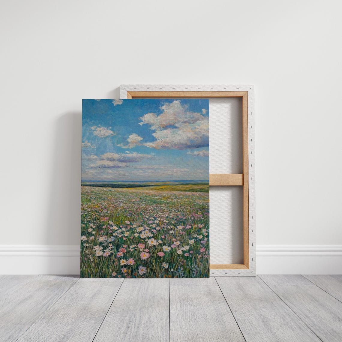 Wildflower Meadow Stretching To Horizon Under Big Cloudy Sky Poster - Image 3