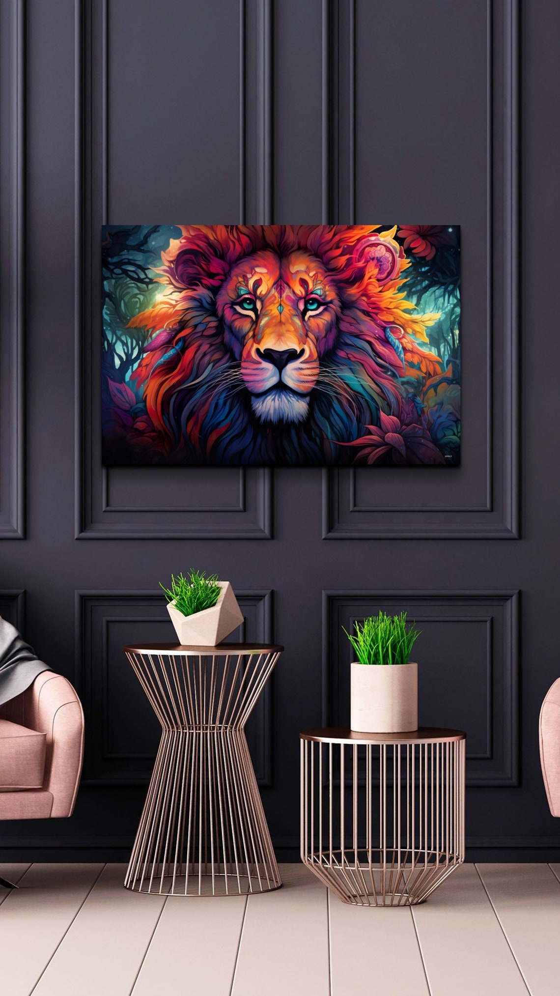 Dayglow Neon Lion Portrait In Psychedelic Jungle Colors Art Poster - Image 7