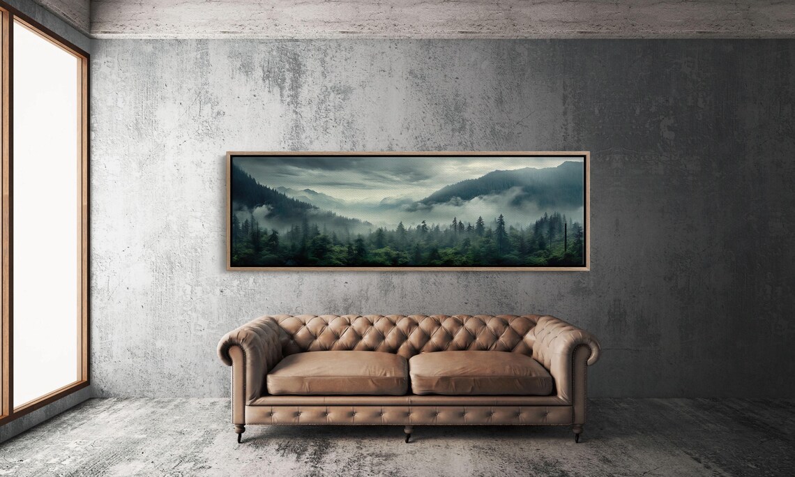 Morning Fog Over A Mountain Forest Poster Print - Image 3