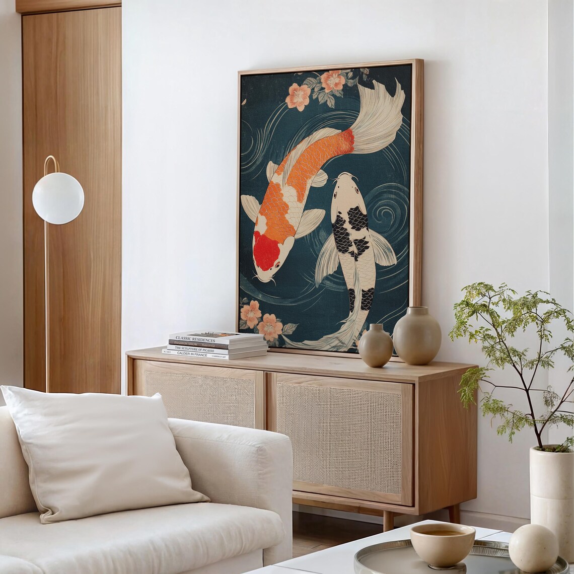 Japanese Koi Fish Art, Elegant Yin Yang Symbolism - Image 4