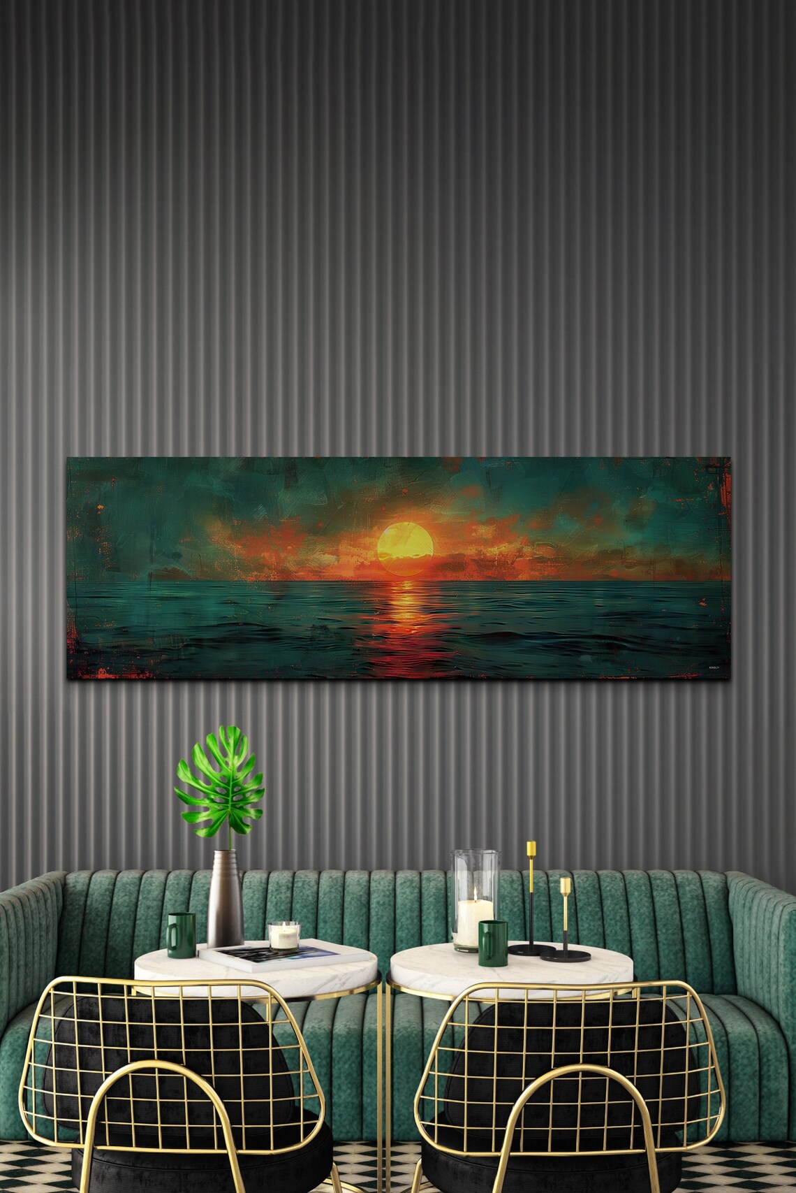 Panoramic Mid-Century Modern Sunset Art Print