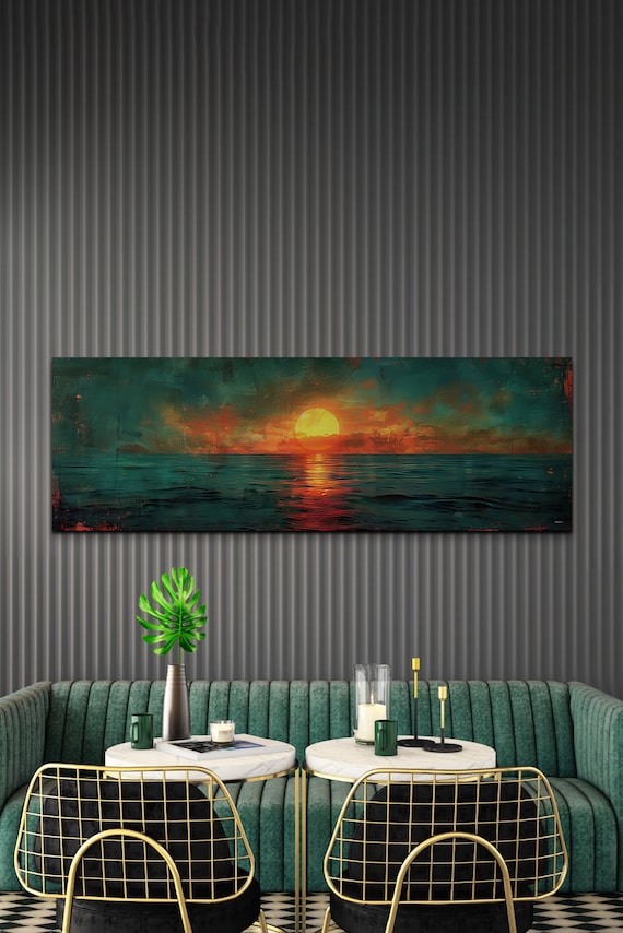 Panoramic Mid-Century Modern Sunset Art Print