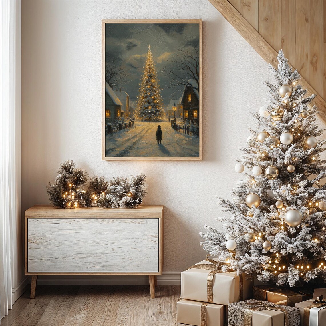 Child Gazing At Glowing Christmas Tree, Christmas Poster