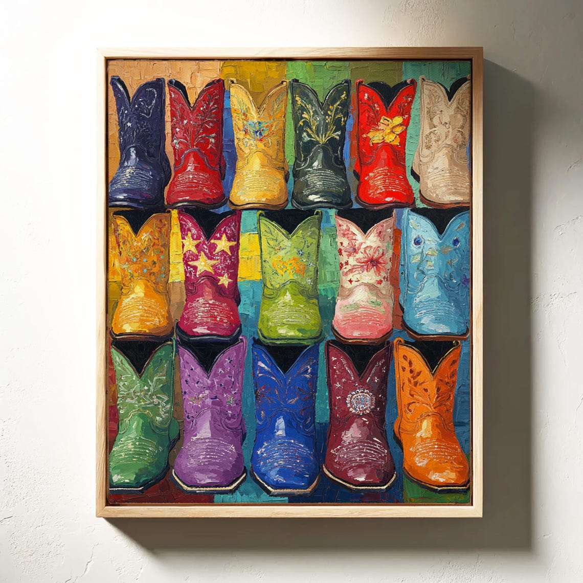 Rainbow Colorful Cowboy Boots Collection Grid Western Poster - Image 5