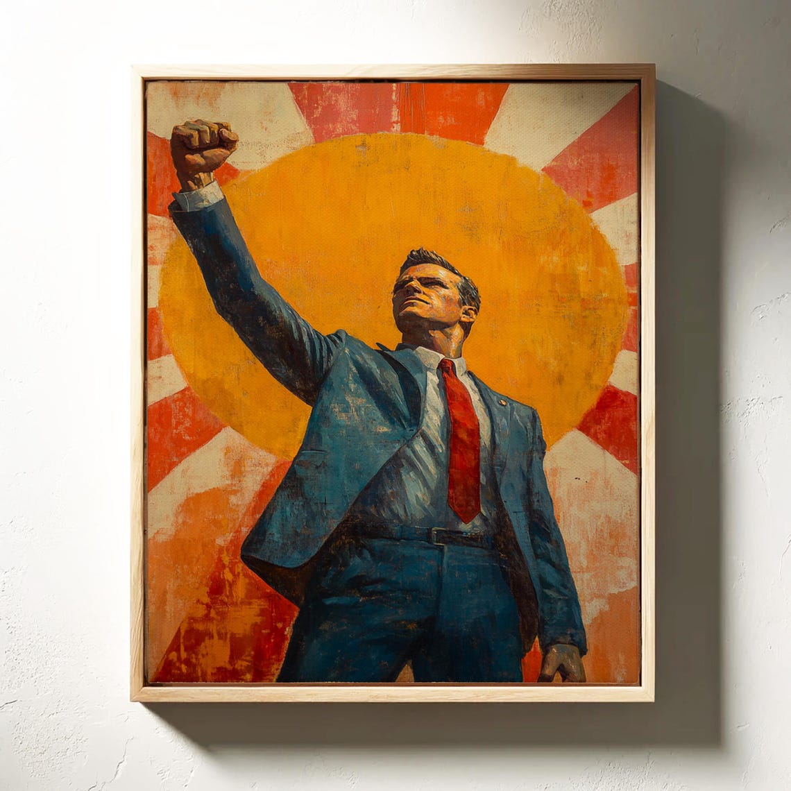 Empowering Leadership Art Man Raised Fist Sunburst Motivational Poster - Image 4