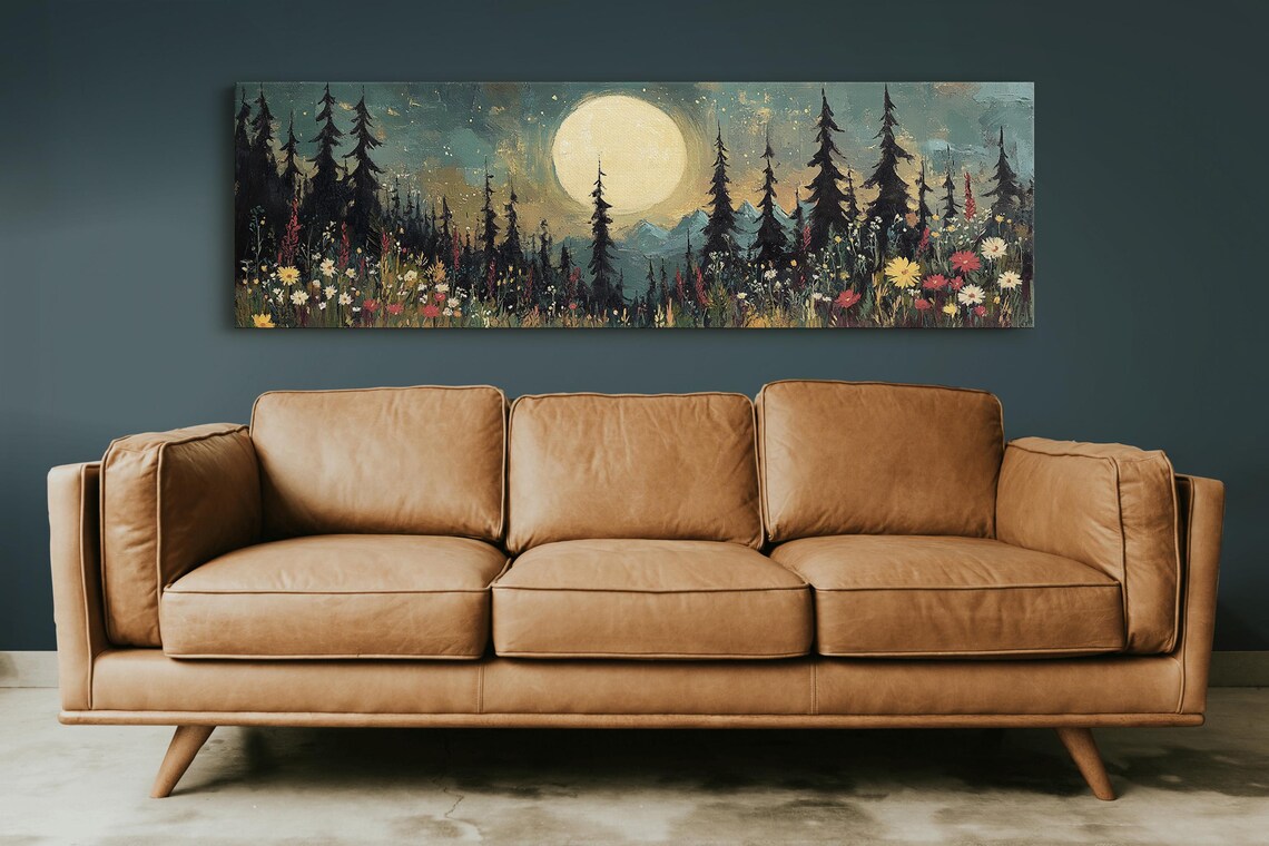 Enchanted Forest Landscape, Moonlit Night With Wildflowers - Image 5
