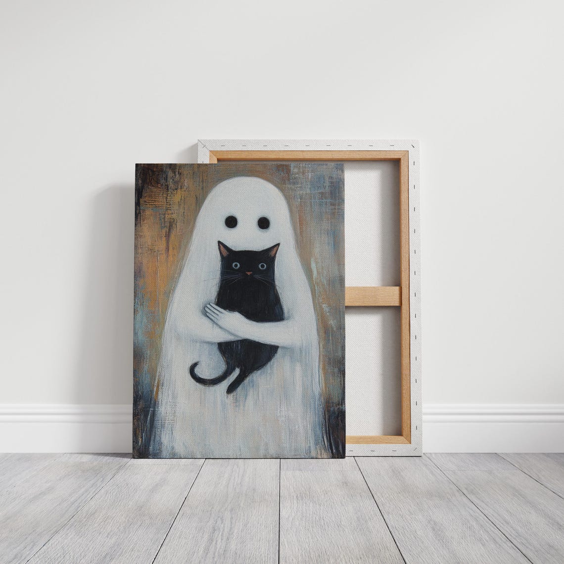 Ghost Holding Black Cat Adorable Spooky Halloween Cat Lover Poster - Image 3