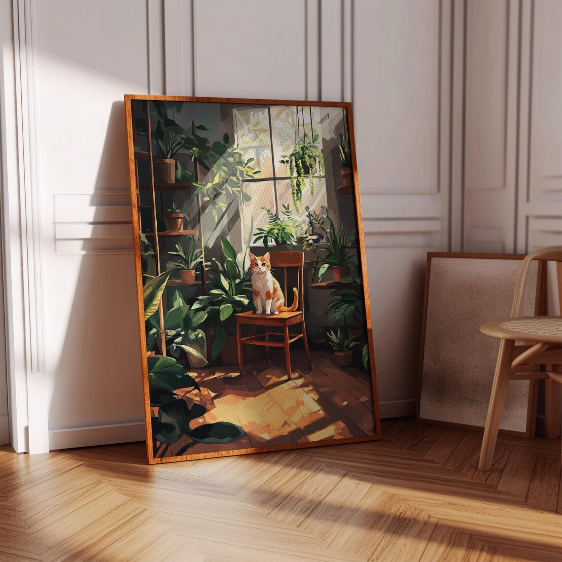 Orange Tabby Cat Poster Sitting Among Houseplants In Sunlit Window - Image 3