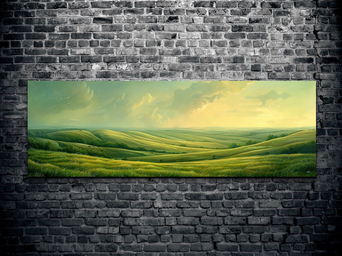 Vintage Misty Mountain Scene Art Print Extra Large Wall Art Panoramic Artwork Nature Art - Image 2