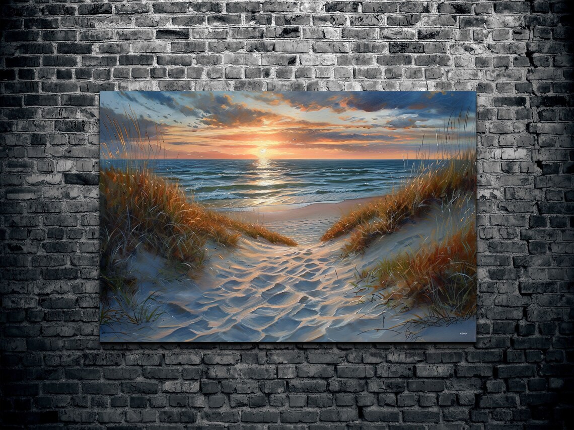 Sand Dunes On Beach - Beach Sunset Art Print - Image 2
