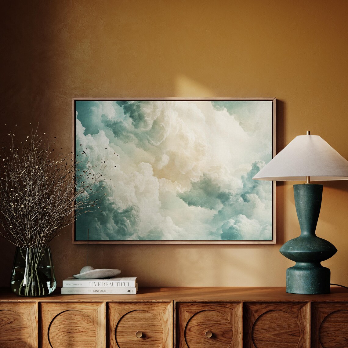 Vintage Pastel Cloud Art Soft Textured Sky Dreamy Celestial Poster - Image 4