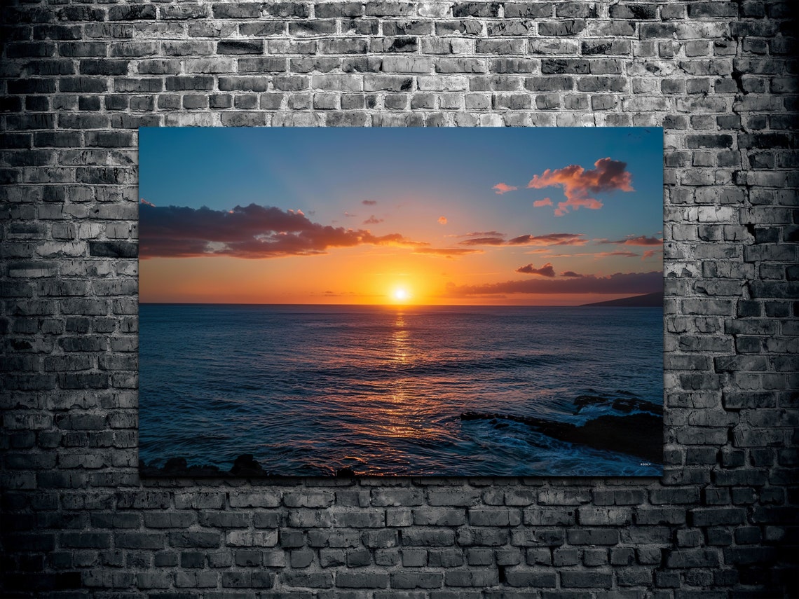 Golden Ocean Sunset Over Calm Water With Warm Reflection Poster - Image 2