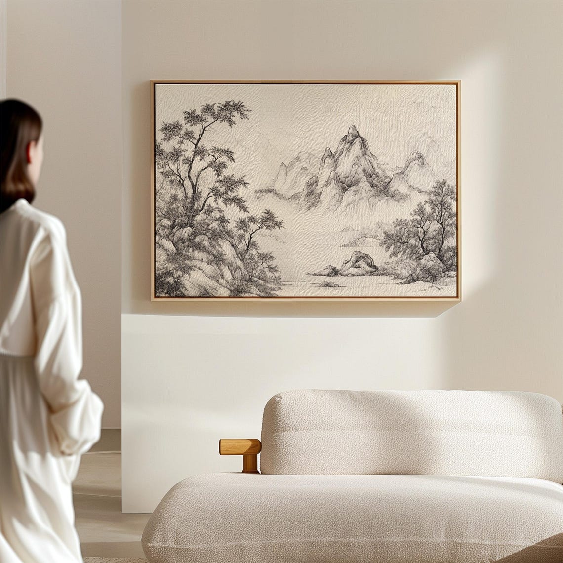 Chinese Style Ink Landscape With Mountains And Lake Art Poster - Image 2