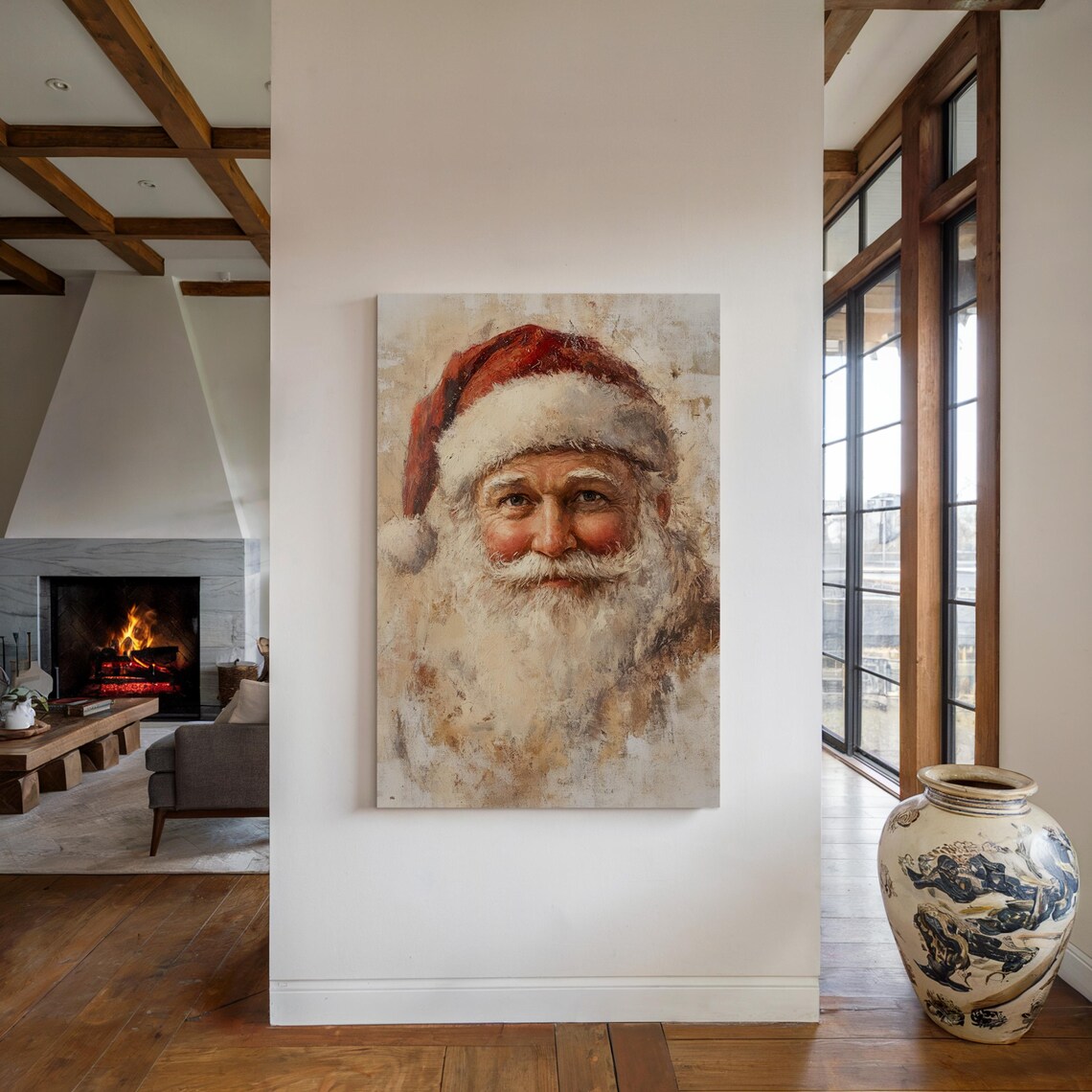 Jolly Santa Claus Face Vintage Christmas Portrait Holiday Poster - Image 5