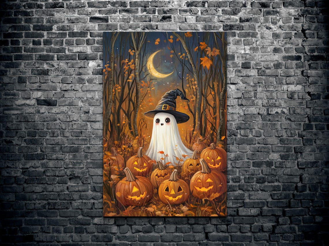 The Original Victorian Cute Ghost Ready To Hang Wall Art Print Halloween Wall Art Spooky Season Art - Image 2