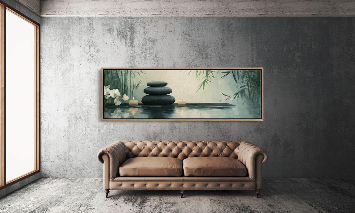 Zen Spa Balancing Stones Orchid Bamboo Candlelight Serene Art Poster - Image 3